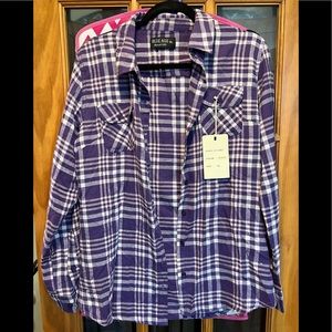 Blue Age Jeans purple flannel top size XL